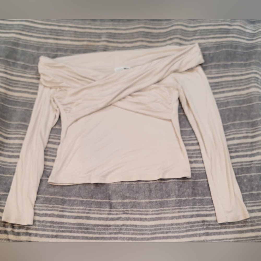 Fashion Nova Cream Off-Shoulder Blouse